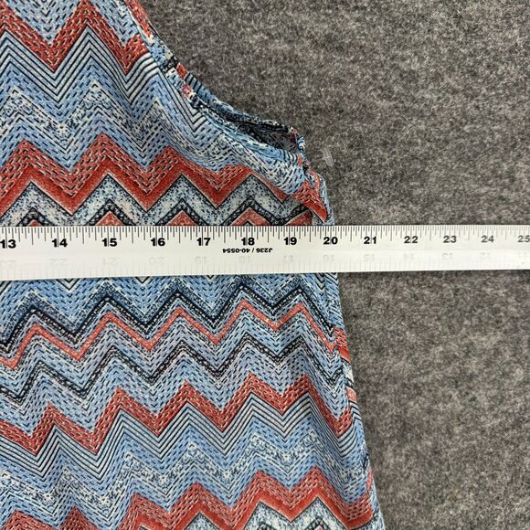 Ambiance Apparel Shirt Women L Large Blue Striped Button Up Sleeveless Collared - Picture 4 of 6